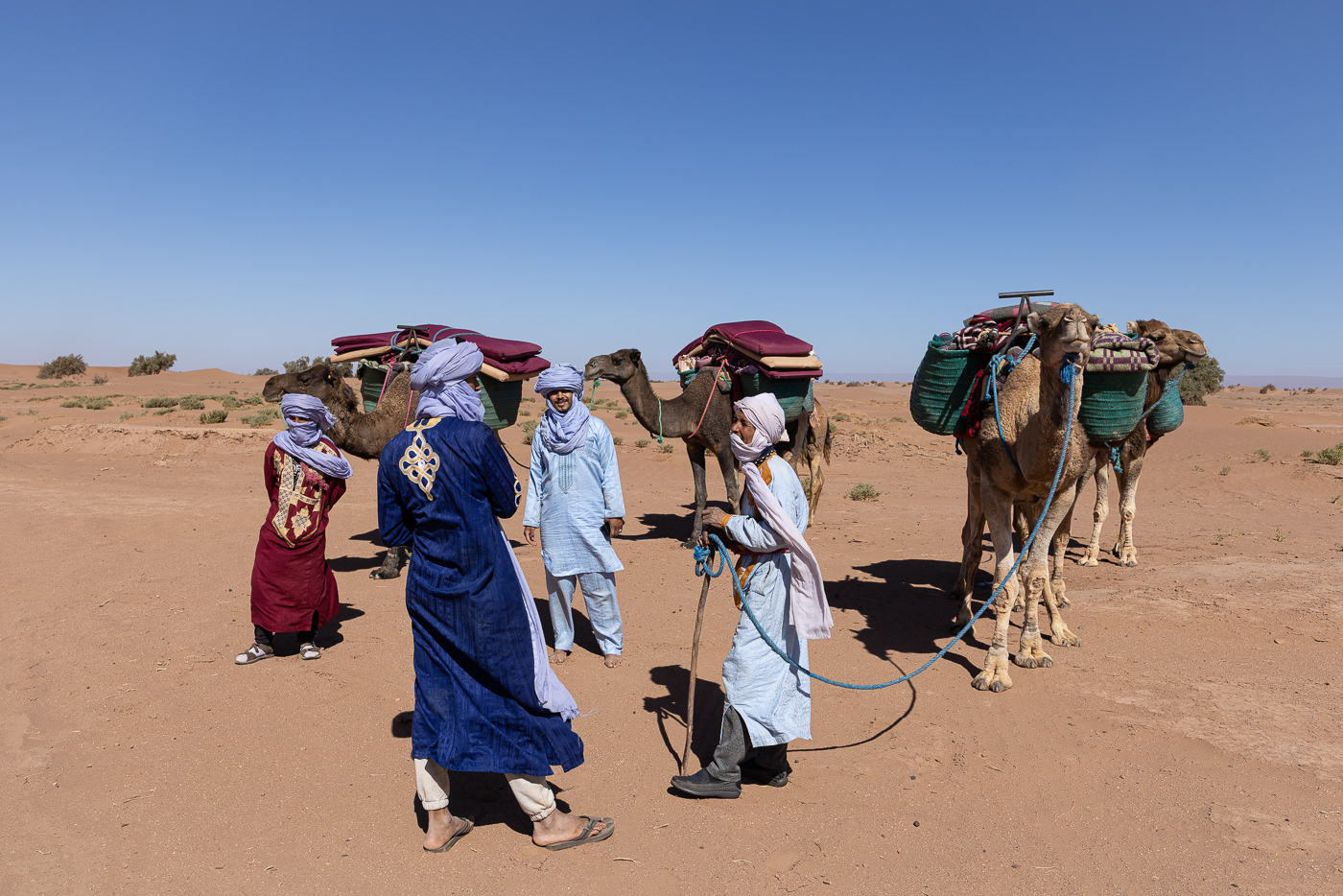 Sunset over Erg Chegaga dunes Sahara trekking